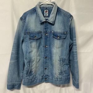 SP Collection South Pole Jacket Denim Distressed Button Up XL Vintage